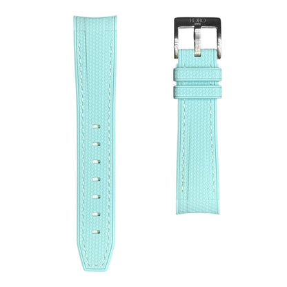 61M - Rubber strap ice blue with white stitching