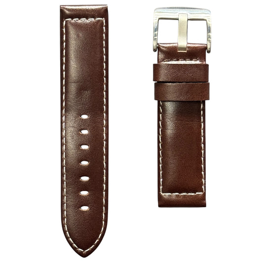225 - Genuine leather Brown with white stitching