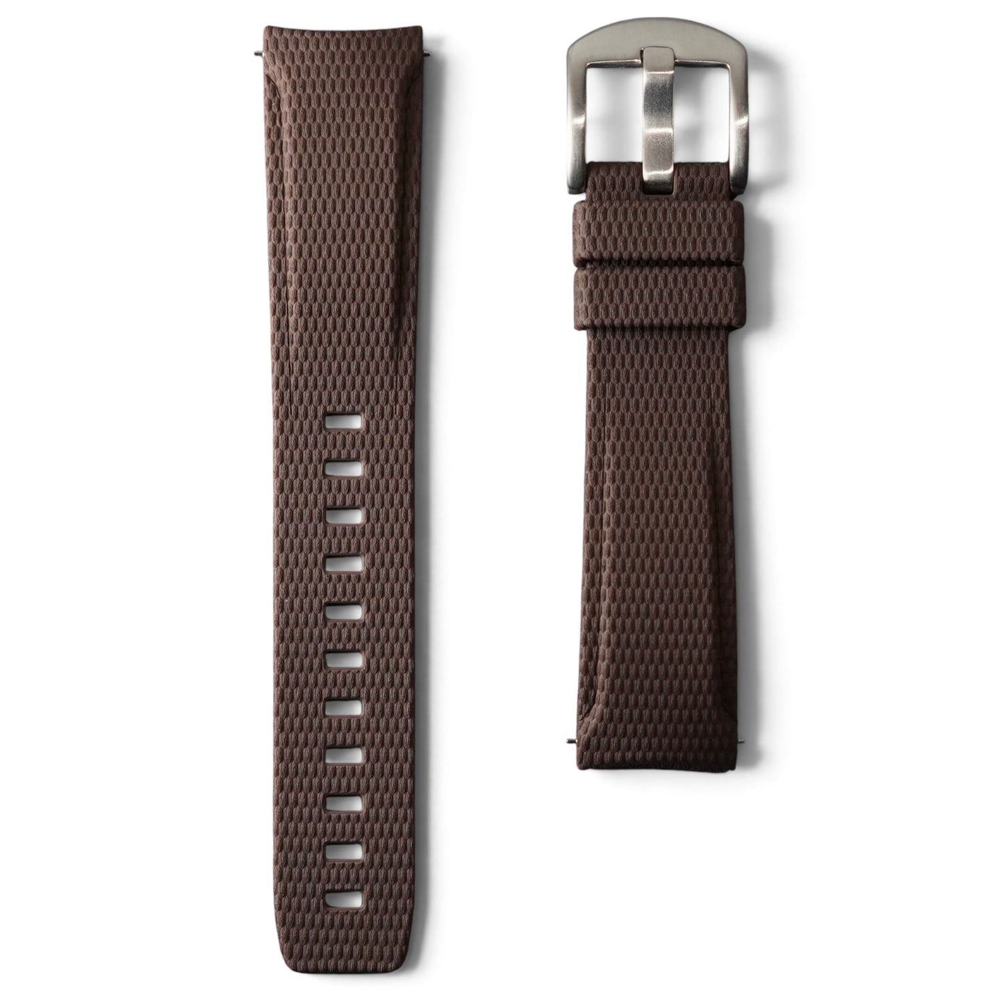 389 - Brown Curve end weave FKM Rubber strap
