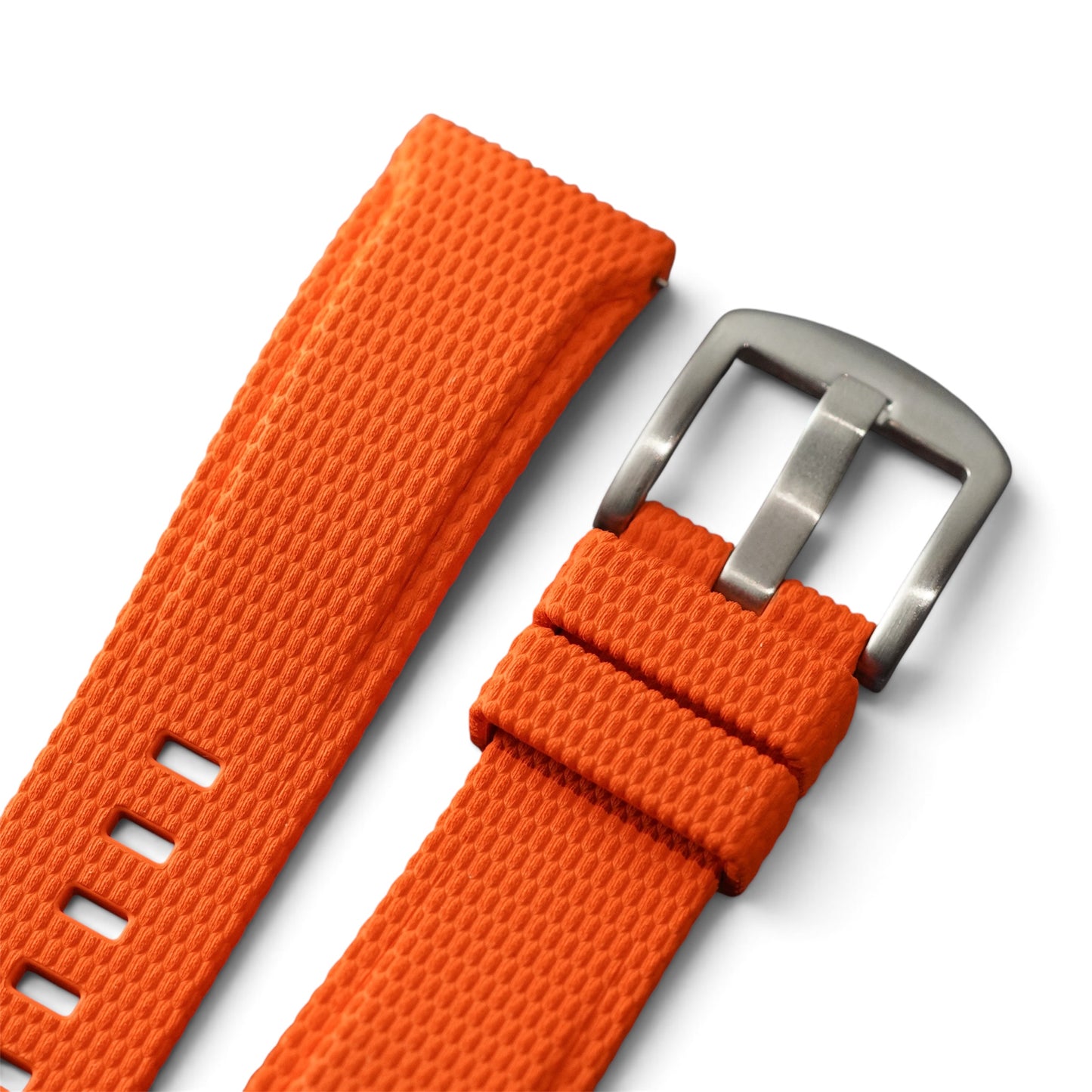 389 - Orange Curve end weave FKM Rubber strap