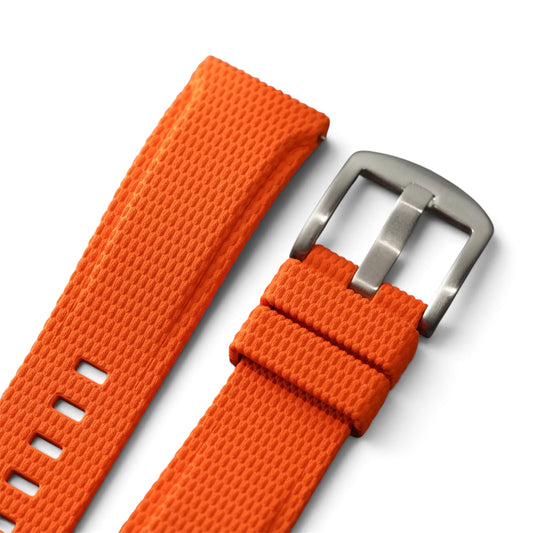 389 - Orange Curve end weave FKM Rubber strap
