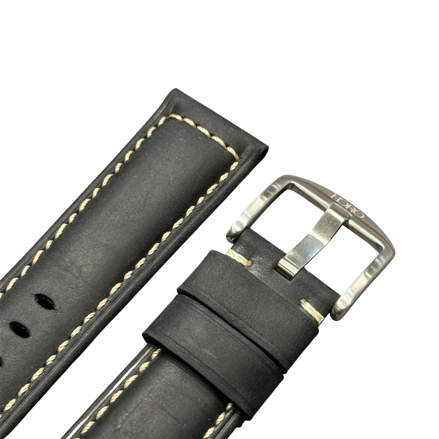969 - Calf leather strap Matt Black