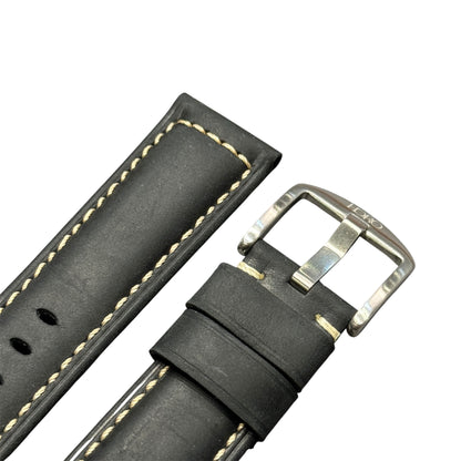 969 - Calf leather strap Matt Black