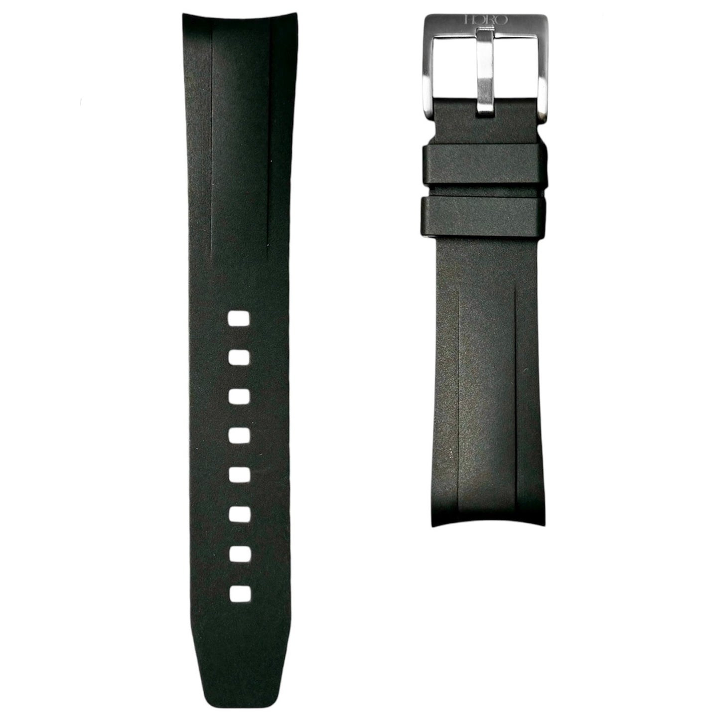 58B - Black Curve end FKM Rubber strap for BB58