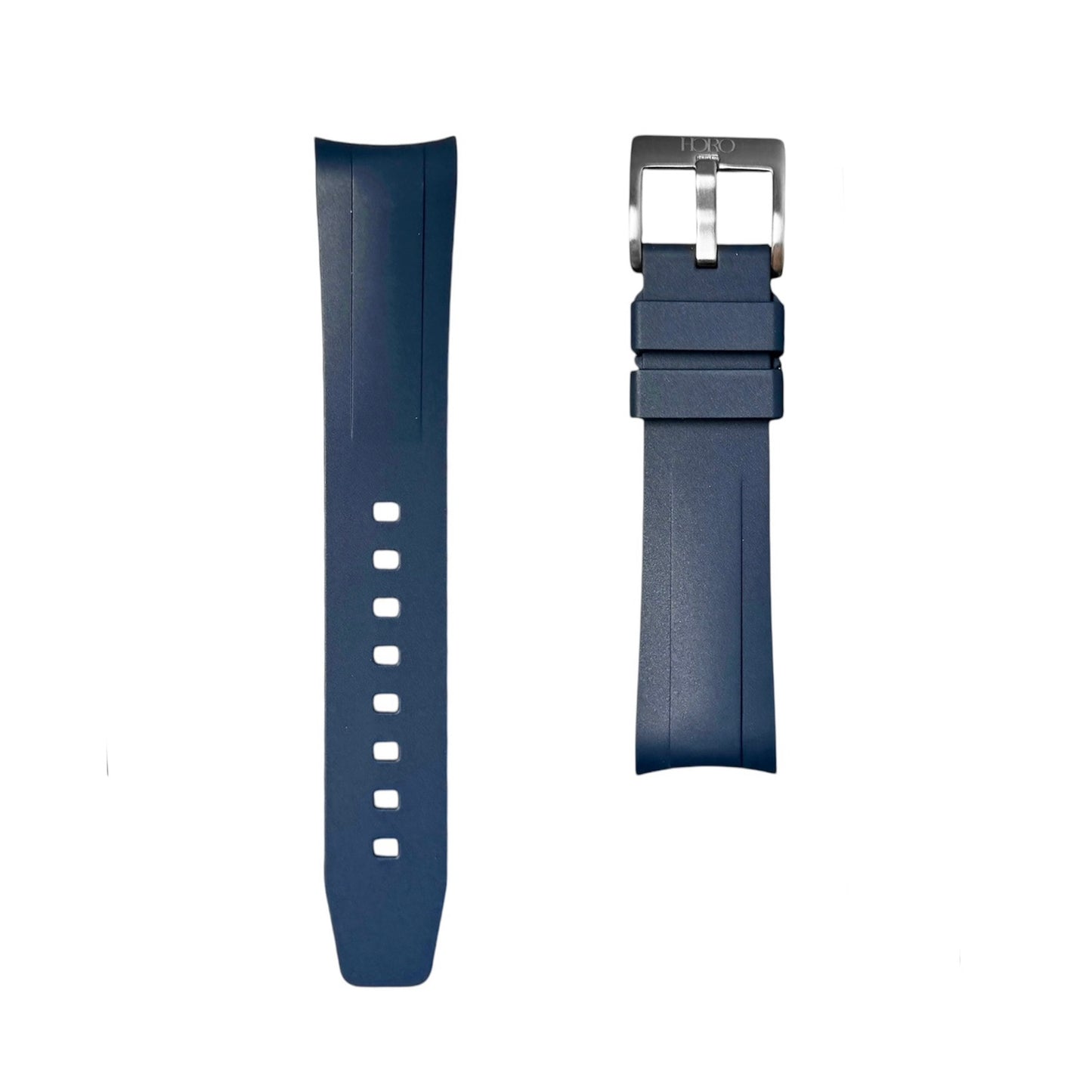 58B - Navy blue Curve end FKM Rubber strap for BB58