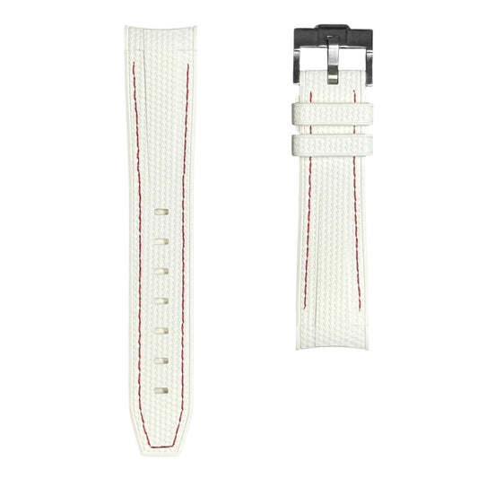 🎁 61M - Rubber strap white with red stitching (100% off)