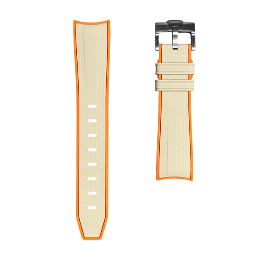 🎁 61M - Beige/Orange Rubber strap (100% off)