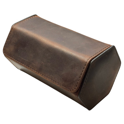 Hexagon Brown calf leather travel case for 2 watches