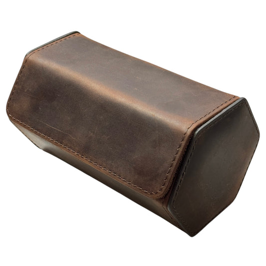 Hexagon Brown calf leather travel case for 2 watches