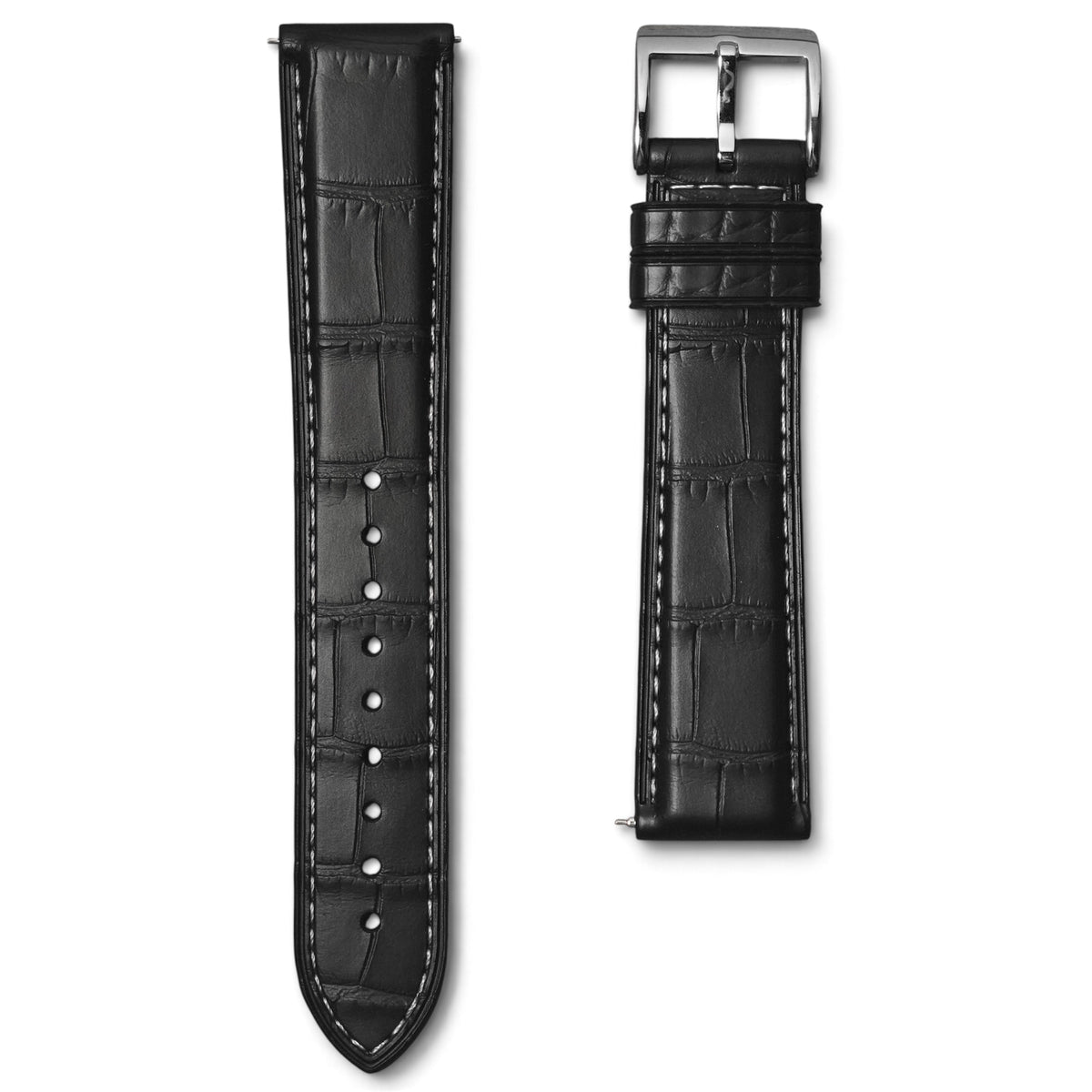 AGFKM - Black with white stitching Alligator pattern FKM Rubber strap