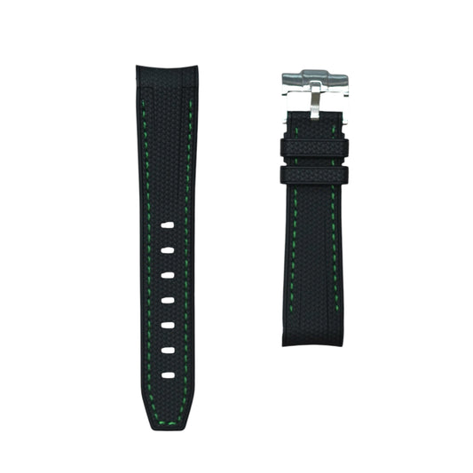 🎁 61M - Rubber strap Black with green stitching (100% off)