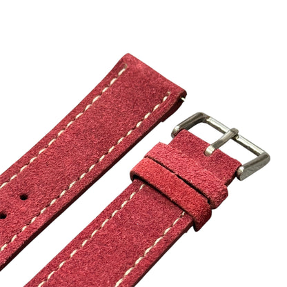 691 - Premium Suede Red with white stitching