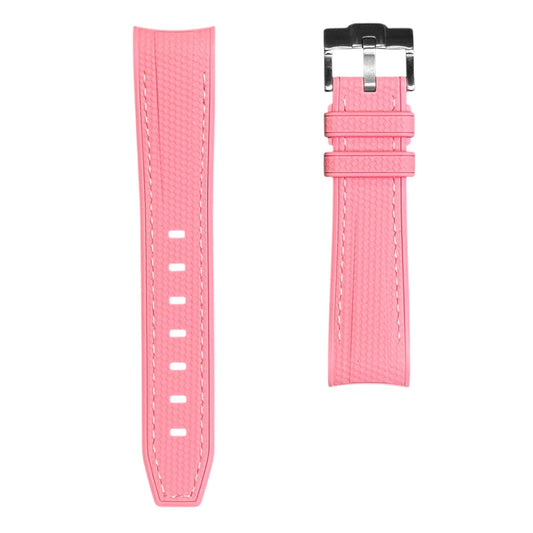 🎁 61M - Rose pink with white stitching Rubber strap (100% off)