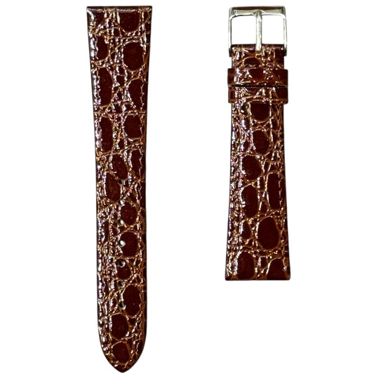 10A - Shiny Brown Genuine leather strap(Croco print)