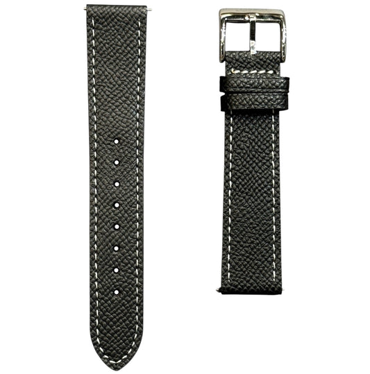 258D - Black Epsom strap with white stitching
