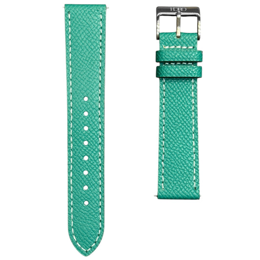 258D - Torque Green Epsom strap with white stitching