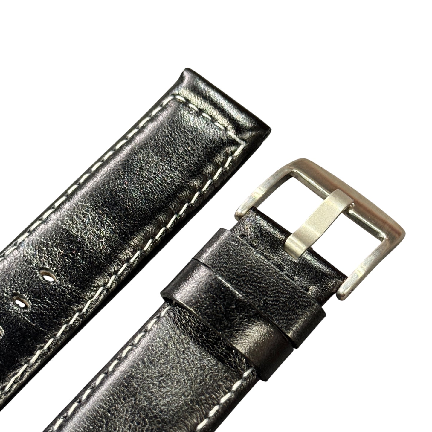 225 - Genuine leather Black with white stitching