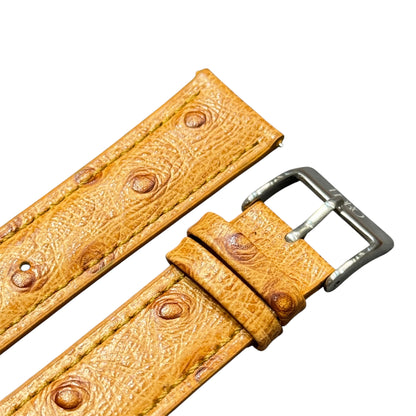12A -  Golden Brown Ostrich print Genuine Leather strap