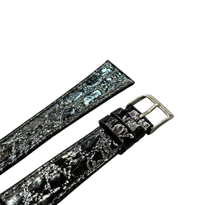 10A - Shiny Black Genuine leather strap(Croco print)