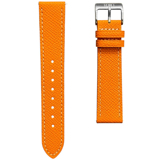 258D - Orange Epsom strap with white stitching