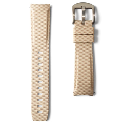 389 - Beige Curve end weave FKM Rubber strap