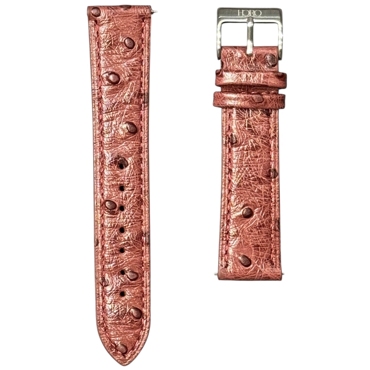 12A -  Burgundy Ostrich print Genuine Leather strap