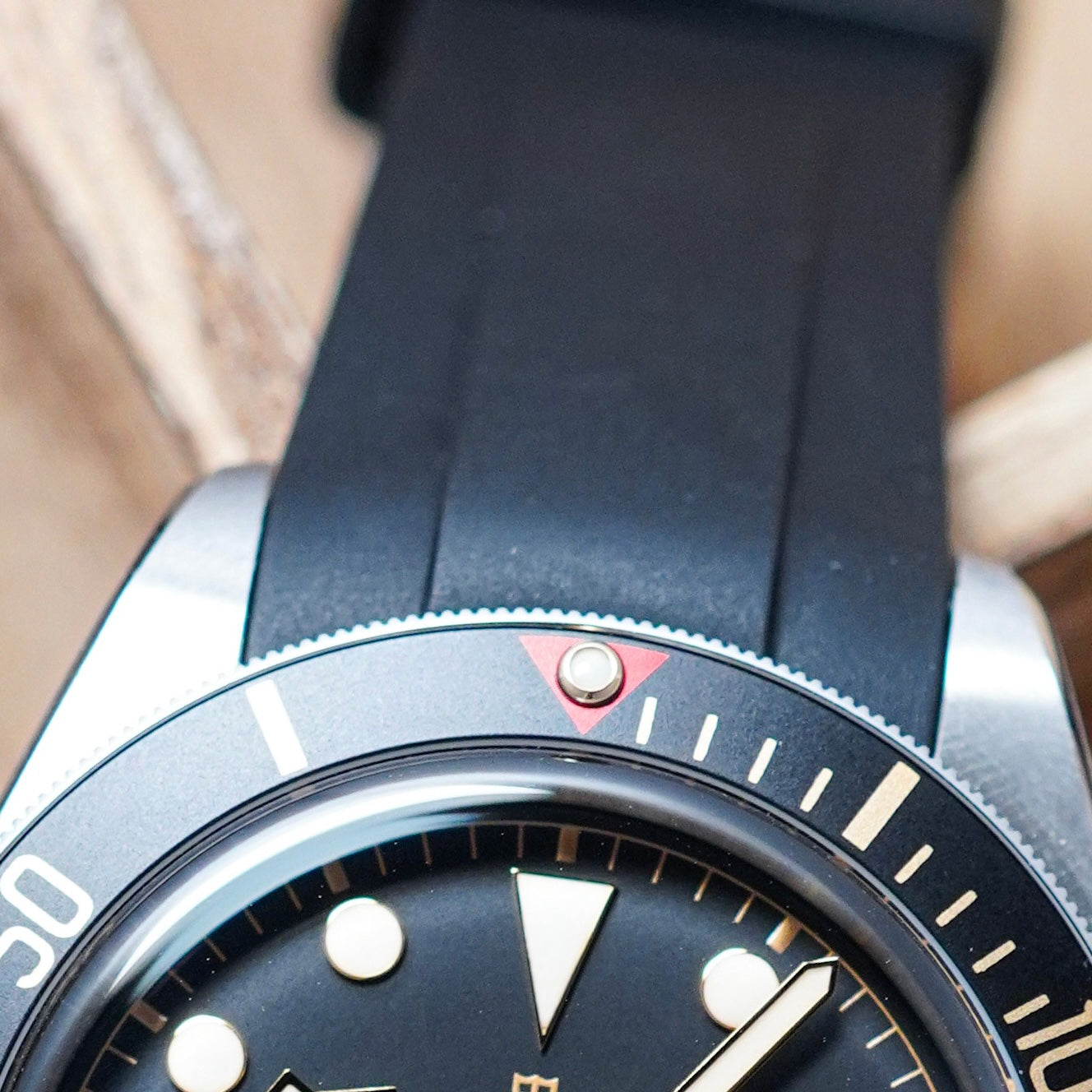 58B - Black Curve end FKM Rubber strap for BB58
