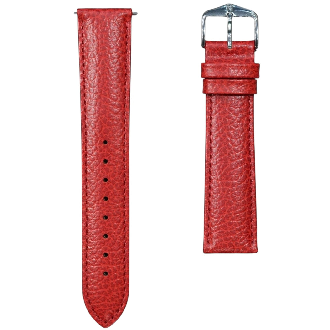 Hirsch KANSAS Buffalo Embossed Calf Leather Watch Strap in Red