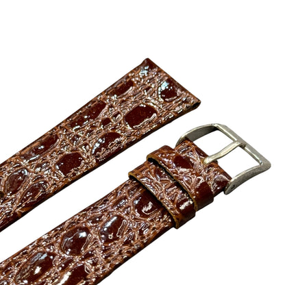 10A - Shiny Brown Genuine leather strap(Croco print)