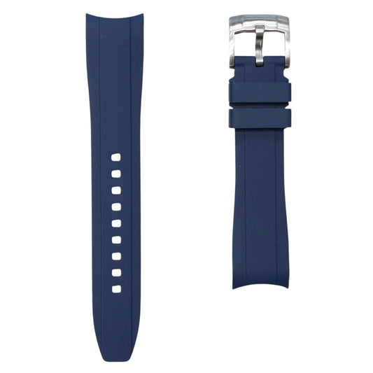63M - Navy blue Curve end rubber strap