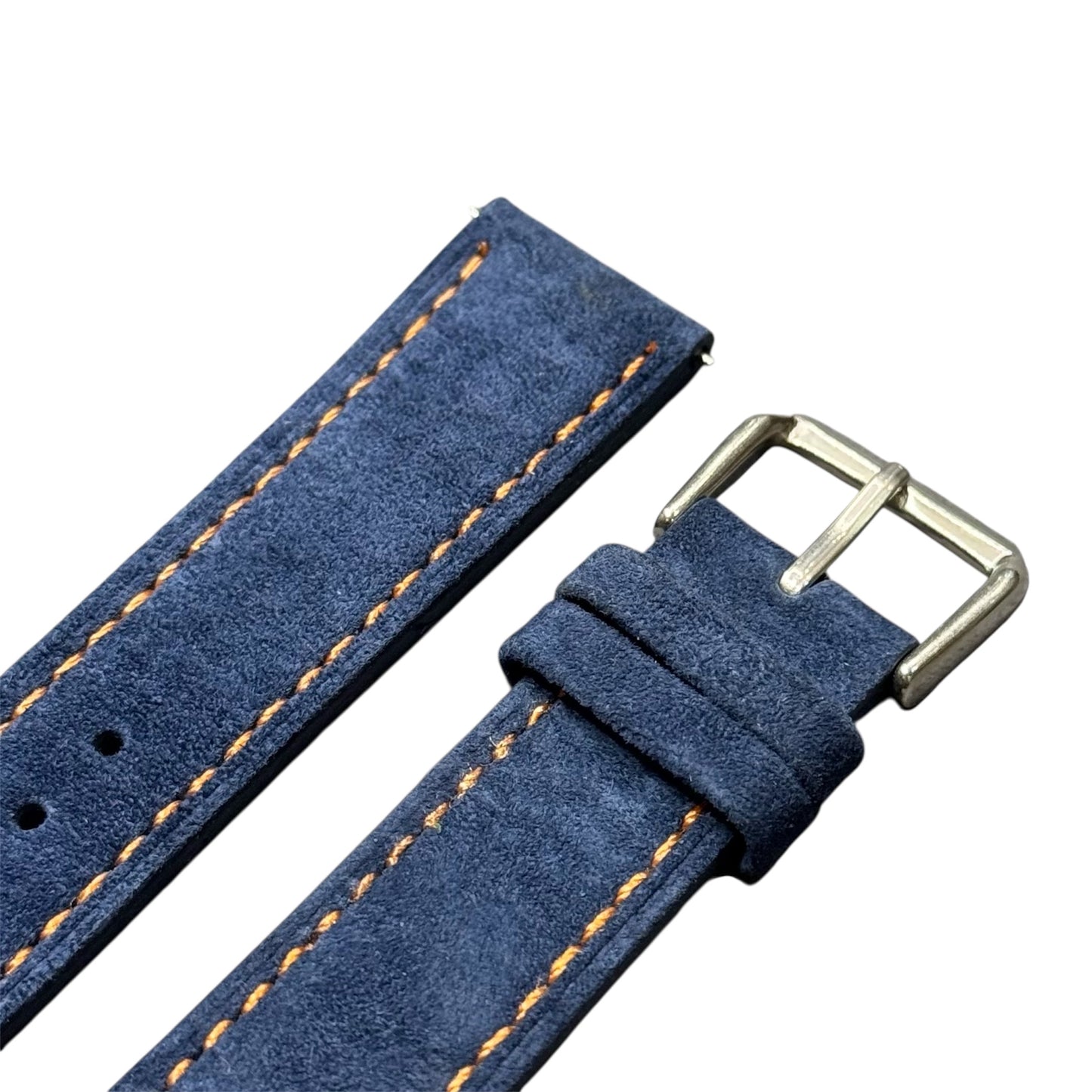 691 - Premium Suede Navy blue with orange stitching