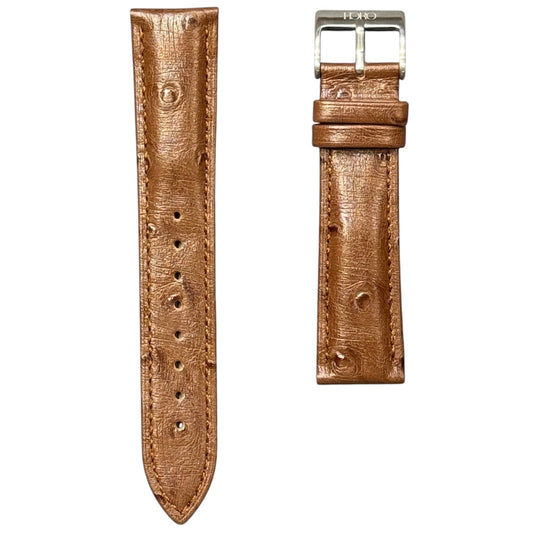 12A - Choco brown Ostrich print Genuine Leather strap