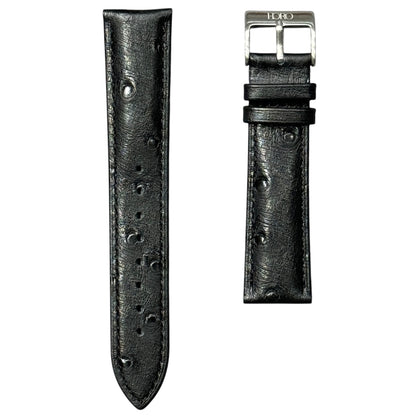 12A -  Black Ostrich print Genuine Leather strap