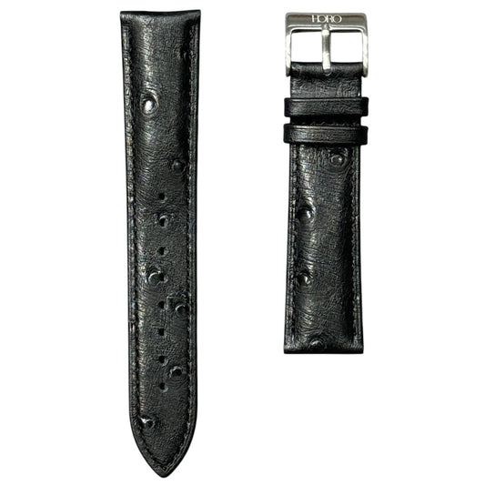 12A -  Black Ostrich print Genuine Leather strap