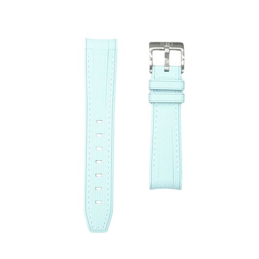 🎁 61M - Rubber strap ice blue with white stitching (100% off)