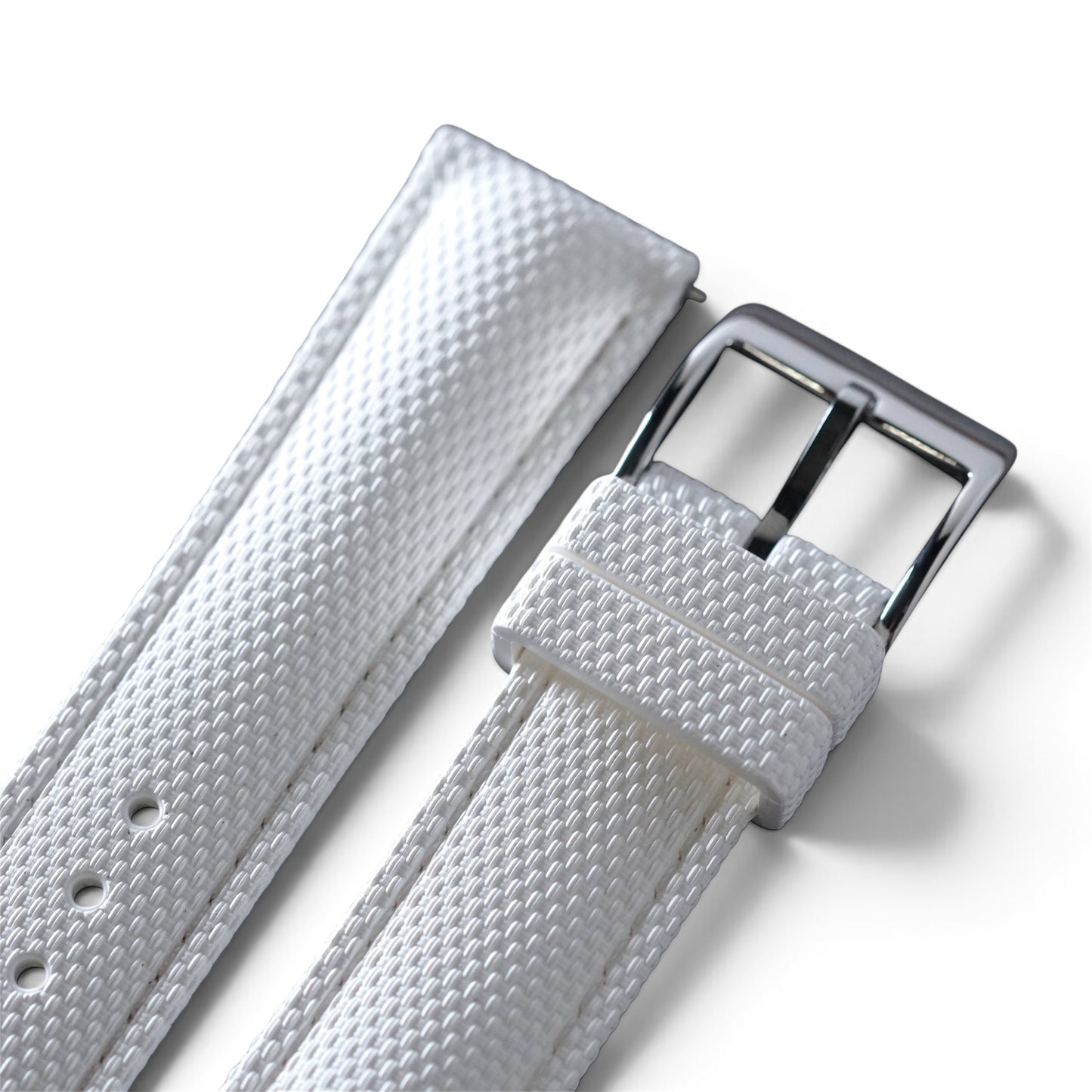388 - White weave FKM Rubber strap