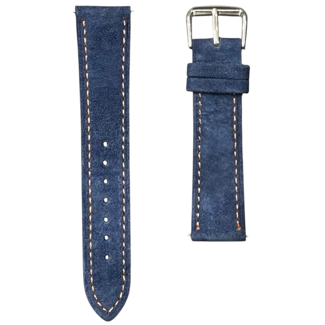 691 - Premium Suede Navy blue with orange stitching