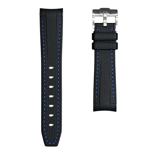 61M - Rubber strap Black with blue stitching
