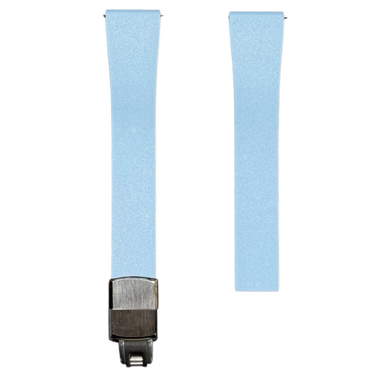 610 - Sky blue Adjustable FKM Rubber strap with clasps