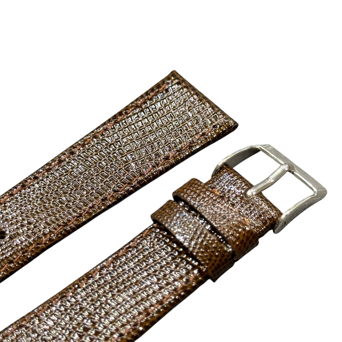 9A - Shiny Dark Brown Genuine leather strap(Lizard print)