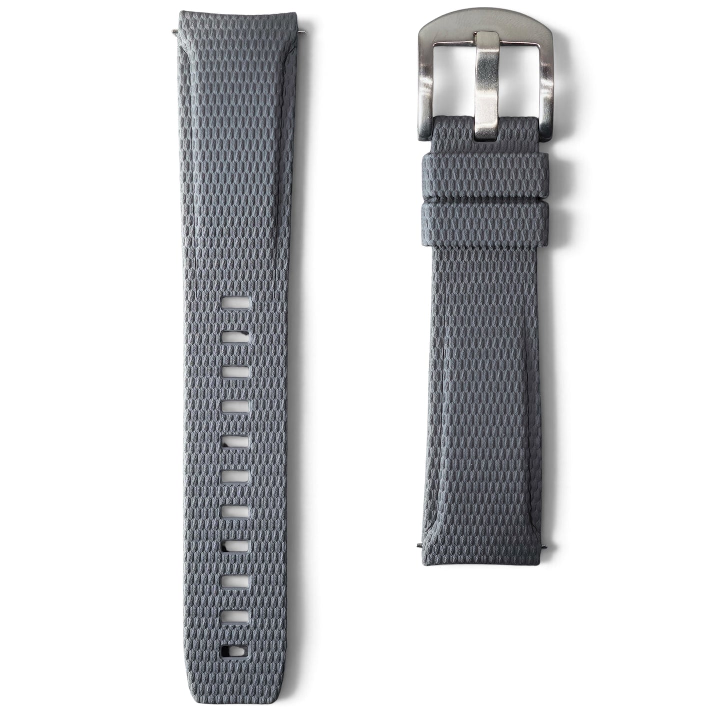 389 - Grey Curve end weave FKM Rubber strap
