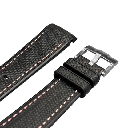 61M - Rubber strap Black with light pink stitching