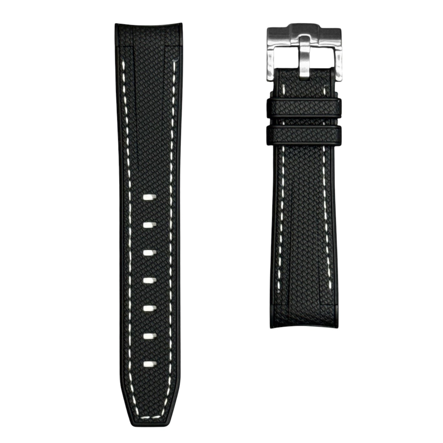 61M - Rubber strap black with white stitching