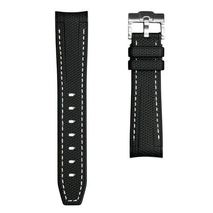 61M - Rubber strap black with white stitching