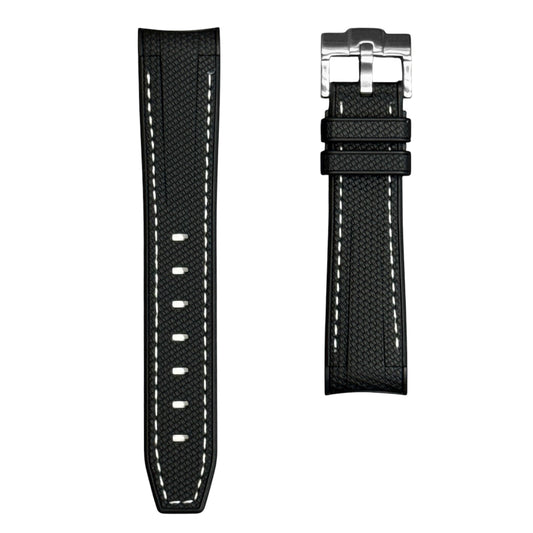 61M - Rubber strap black with white stitching