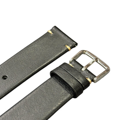 102 - Vintage calf leather strap Black