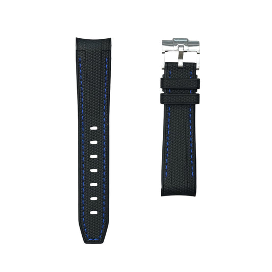 🎁 61M - Rubber strap Black with blue stitching (100% off)