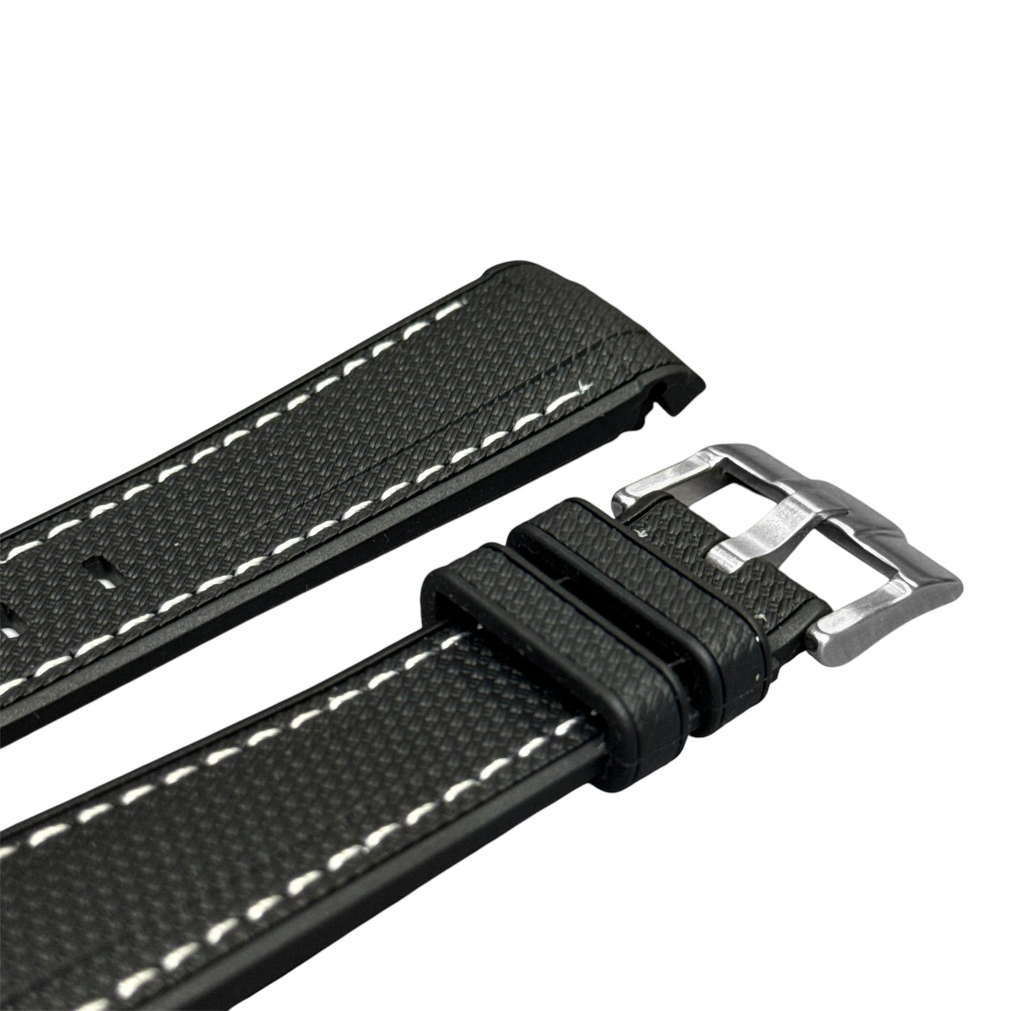 61M - Rubber strap black with white stitching