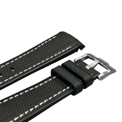 61M - Rubber strap black with white stitching