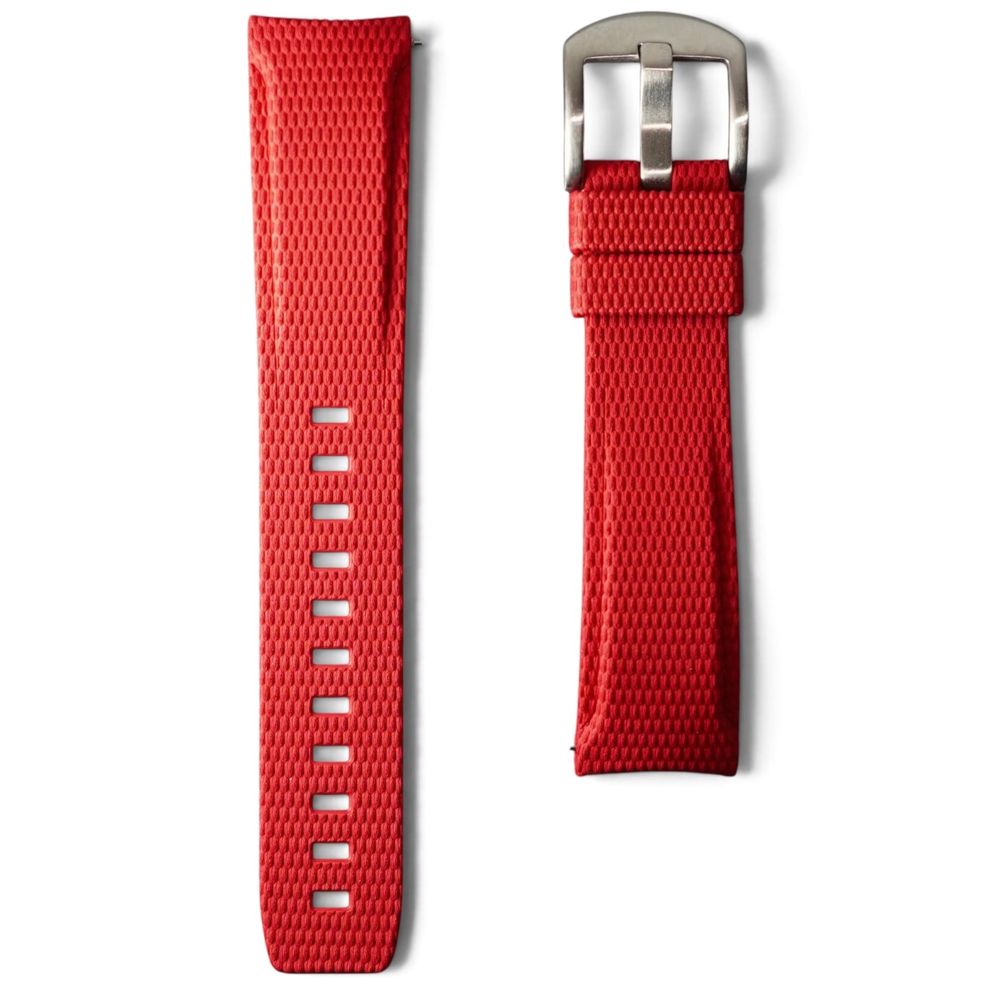 389 - Red Curve end weave FKM Rubber strap